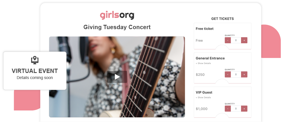 Example of an Event Ticketing page